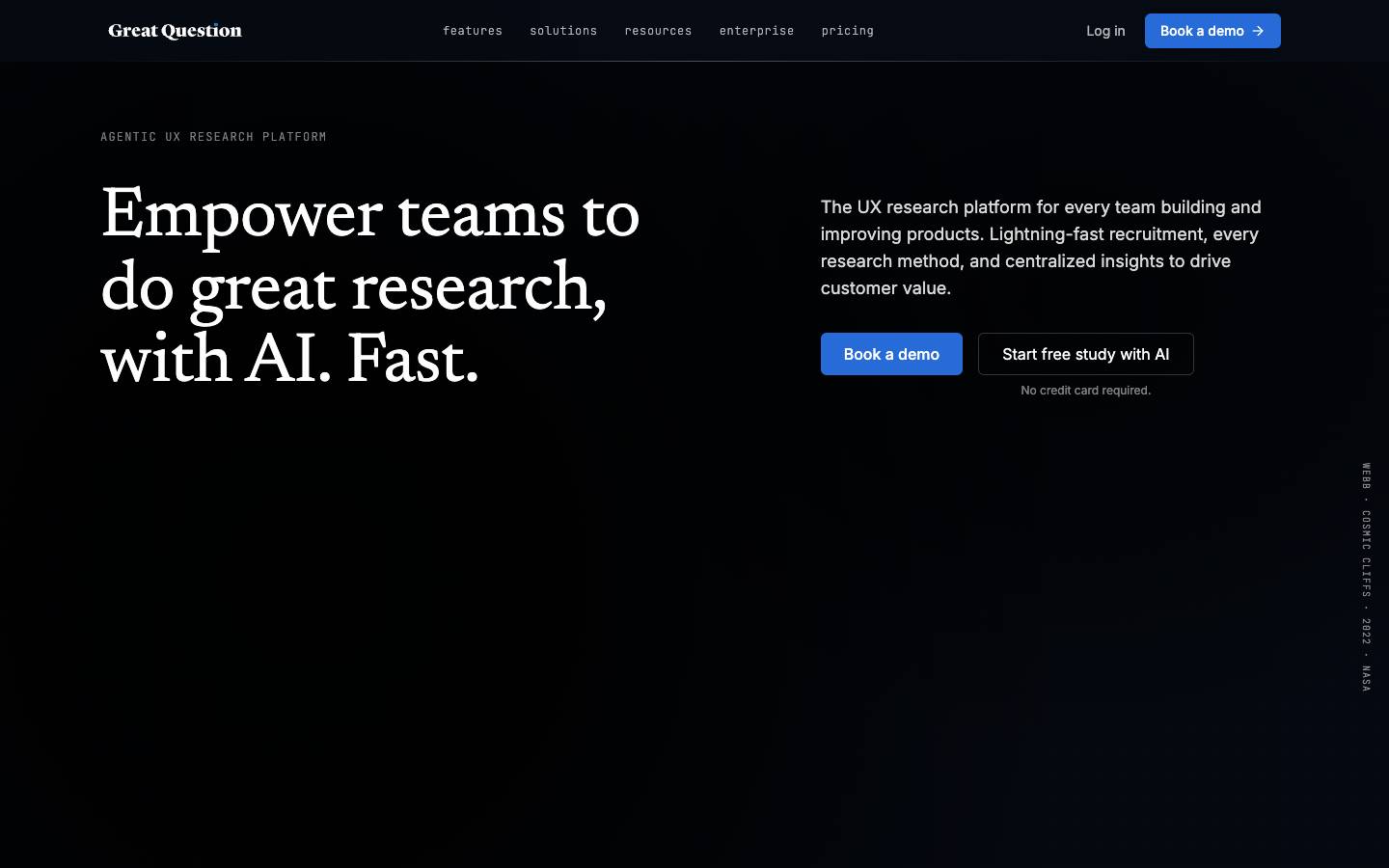 Great Question's homepage, as read on Oct 2, 2026