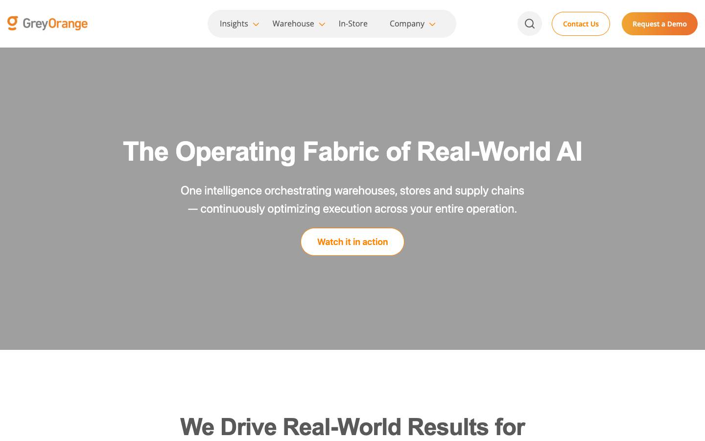 GreyOrange's homepage, as read on Oct 2, 2026