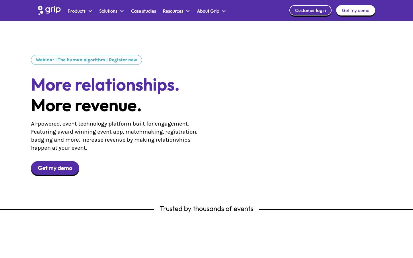 Grip Events's homepage, as read on Oct 2, 2026