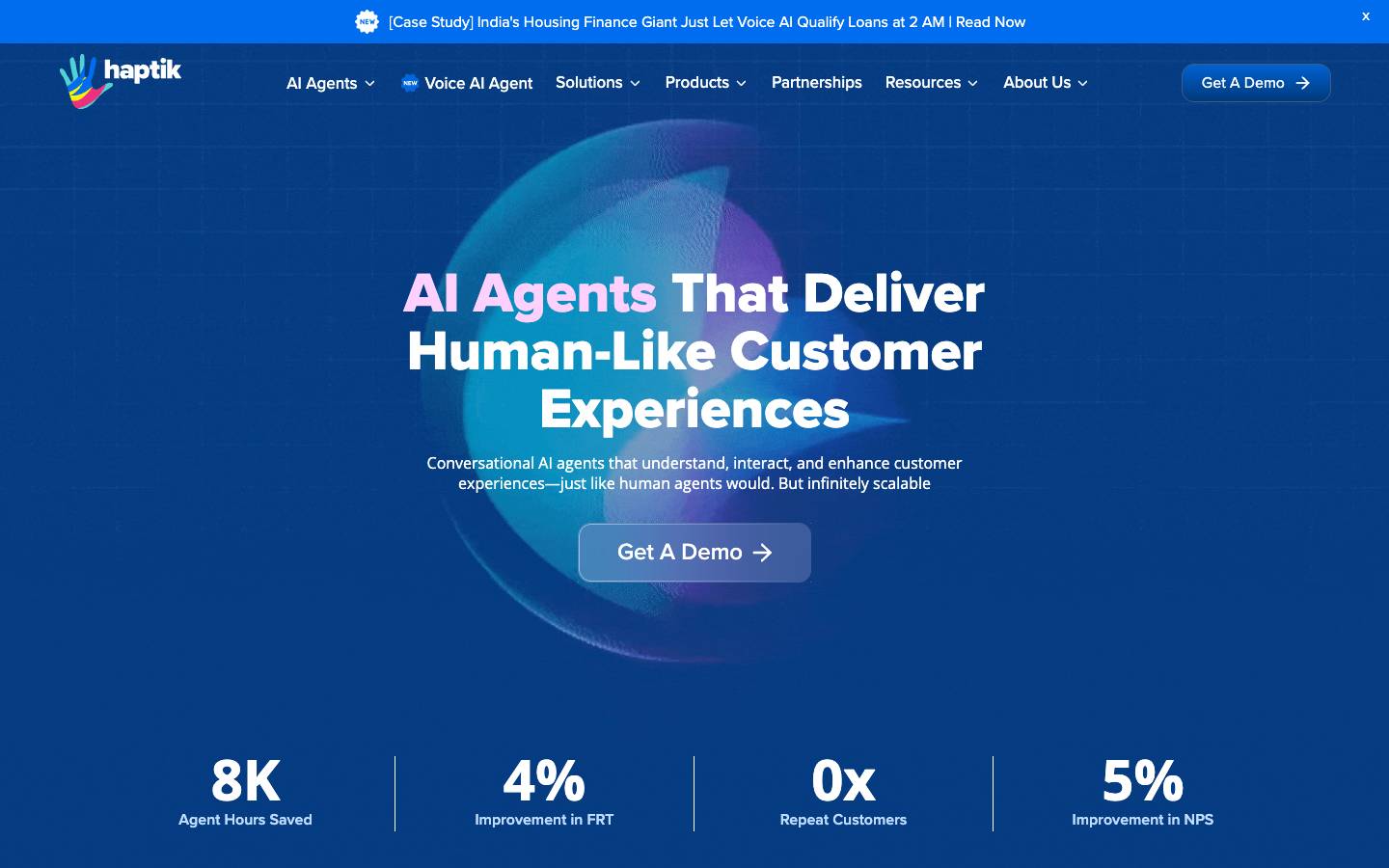 Haptik's homepage, as read on Oct 2, 2026