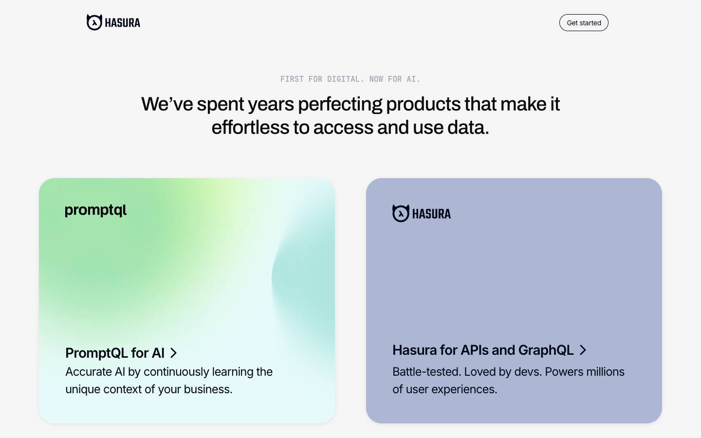Hasura's homepage, as read on Oct 2, 2026