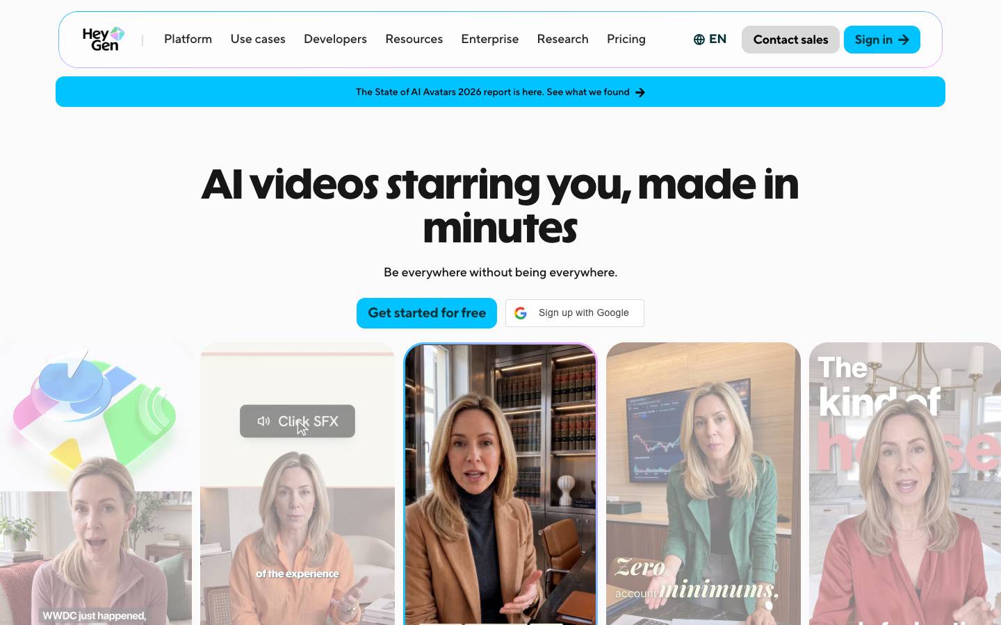 HeyGen's homepage, as read on Oct 2, 2026