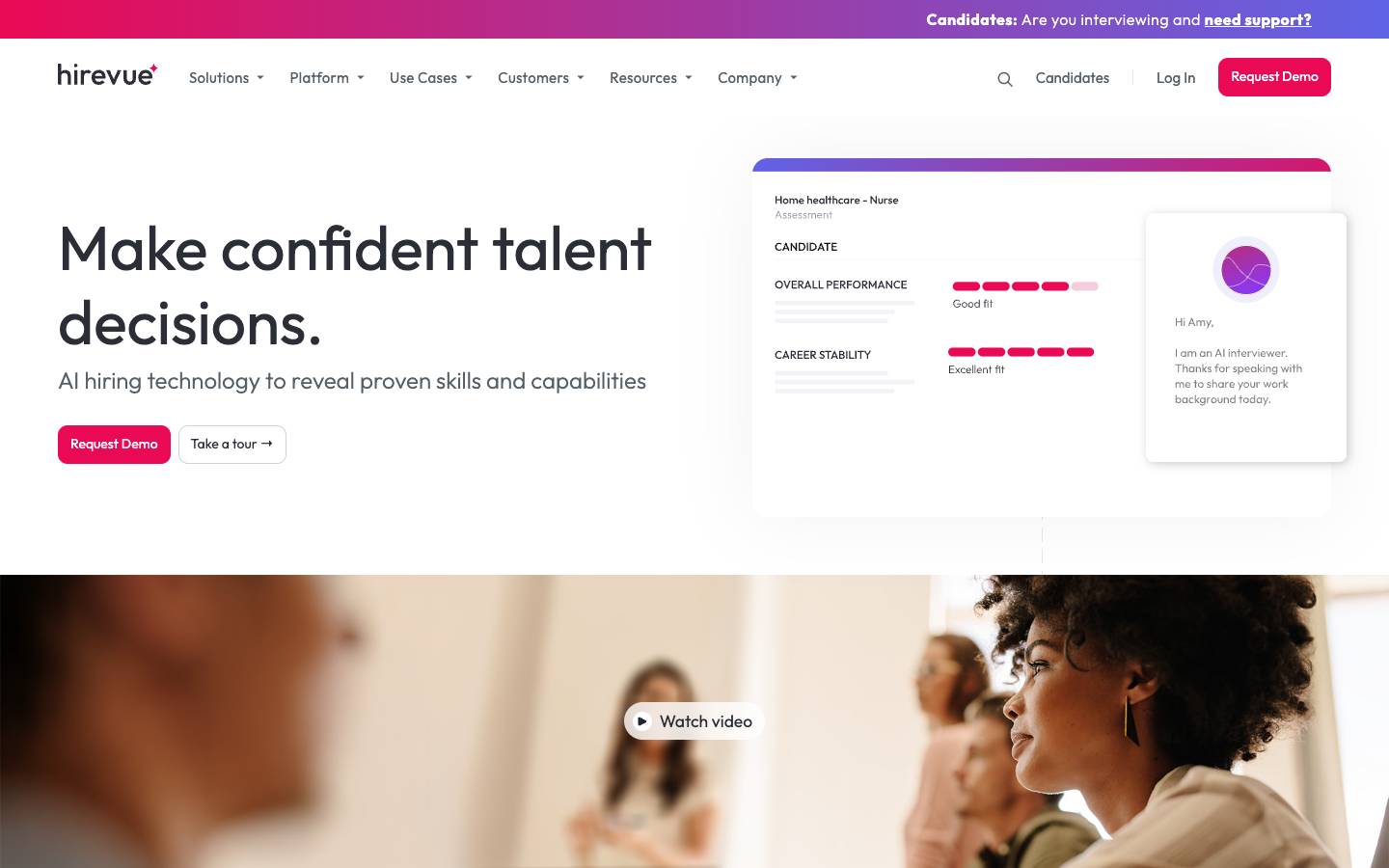 Hirevue's homepage, as read on Oct 2, 2026