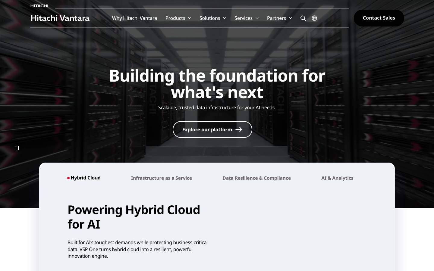 Hitachi Vantara's homepage, as read on Oct 6, 2026