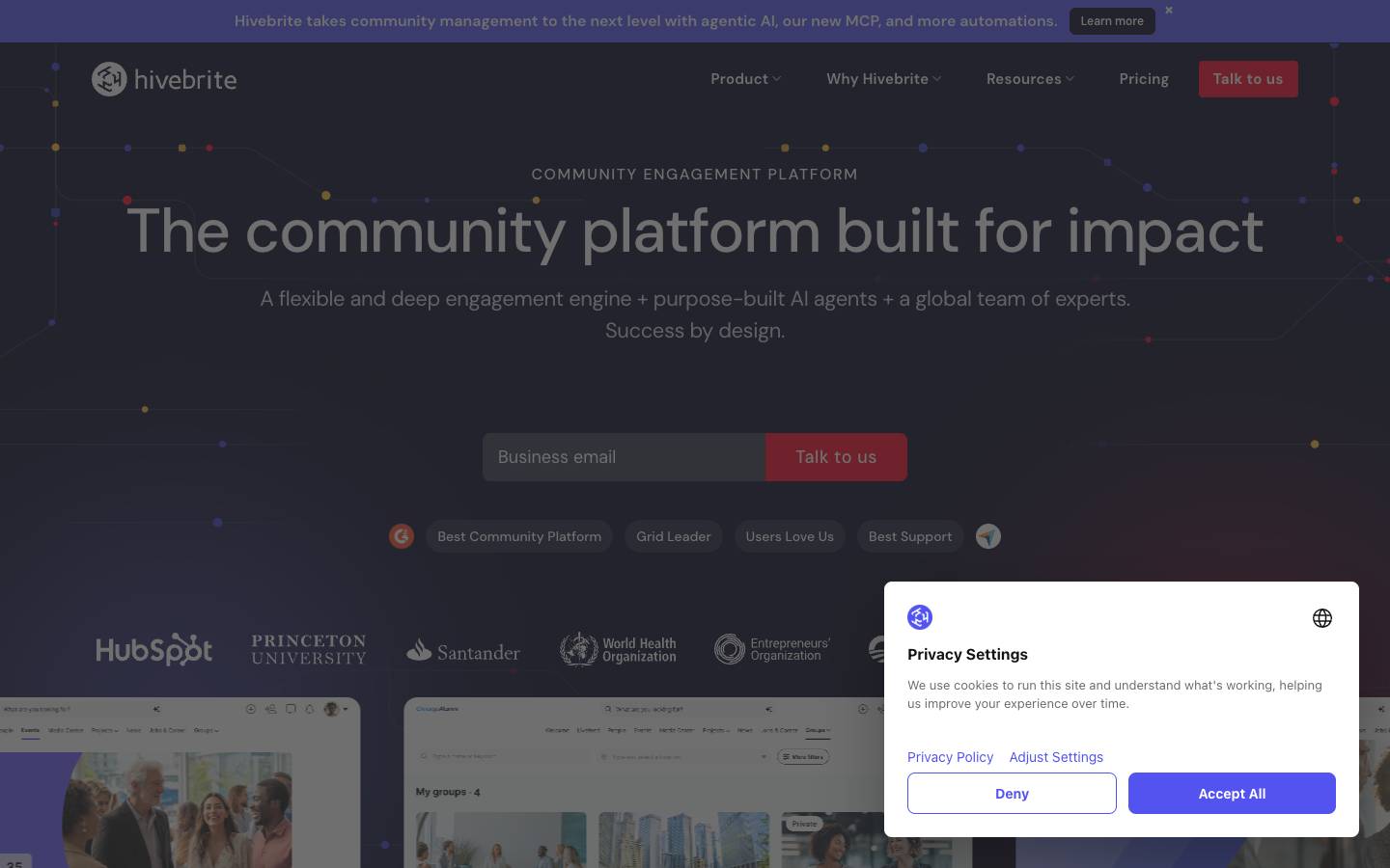 Hivebrite's homepage, as read on Oct 2, 2026