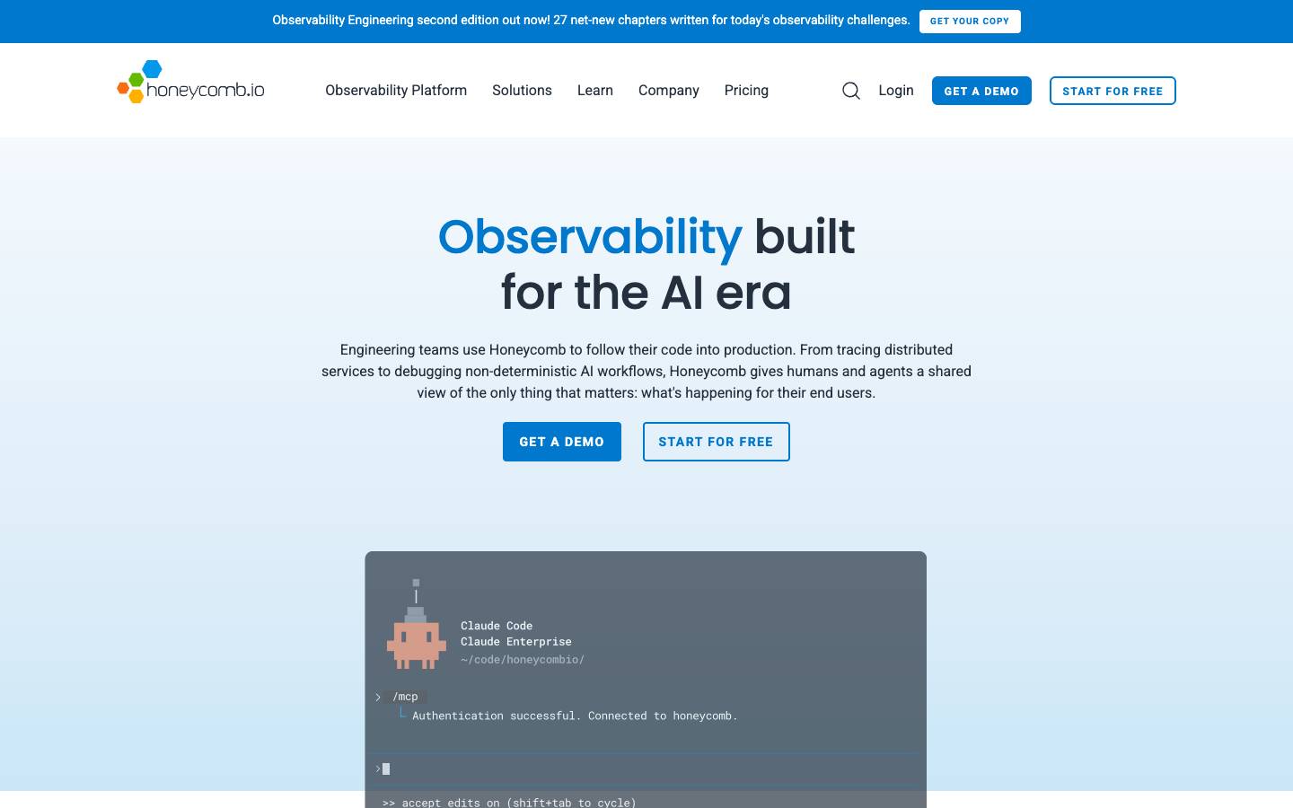 honeycomb.io's homepage, as read on Oct 2, 2026