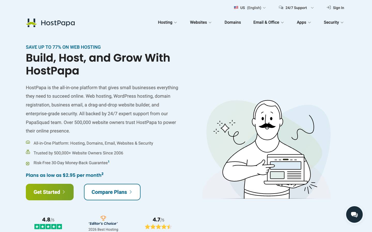 HostPapa's homepage, as read on Oct 2, 2026
