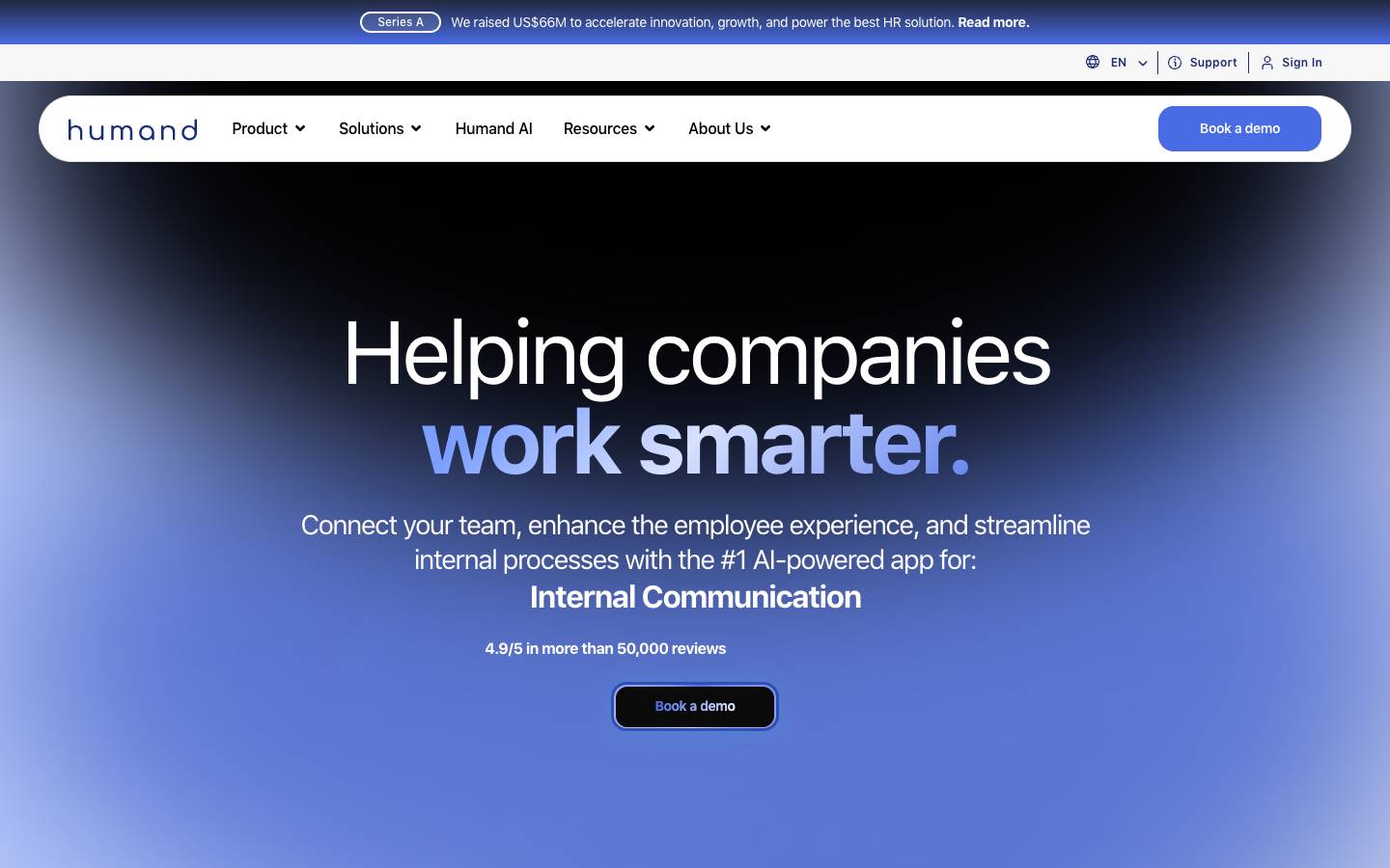 Humand's homepage, as read on Oct 2, 2026