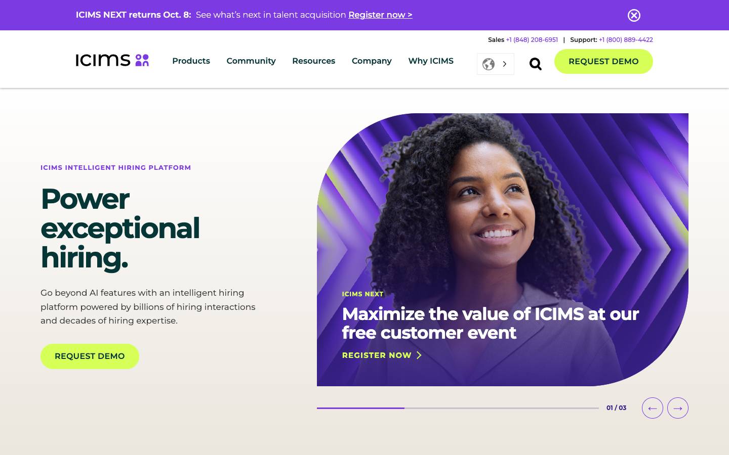 iCIMS's homepage, as read on Oct 2, 2026