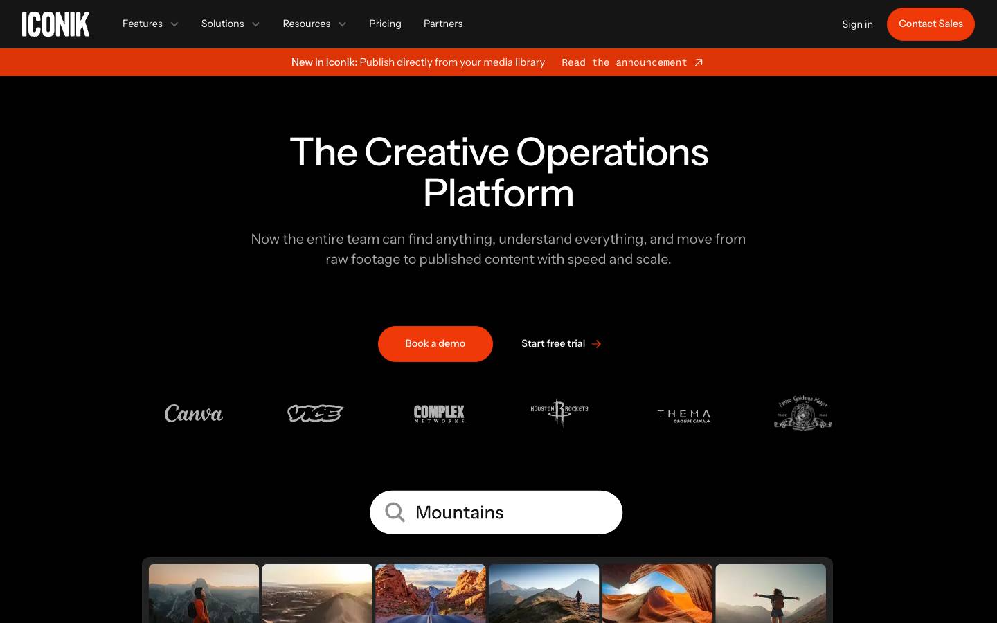 Iconik's homepage, as read on Oct 2, 2026