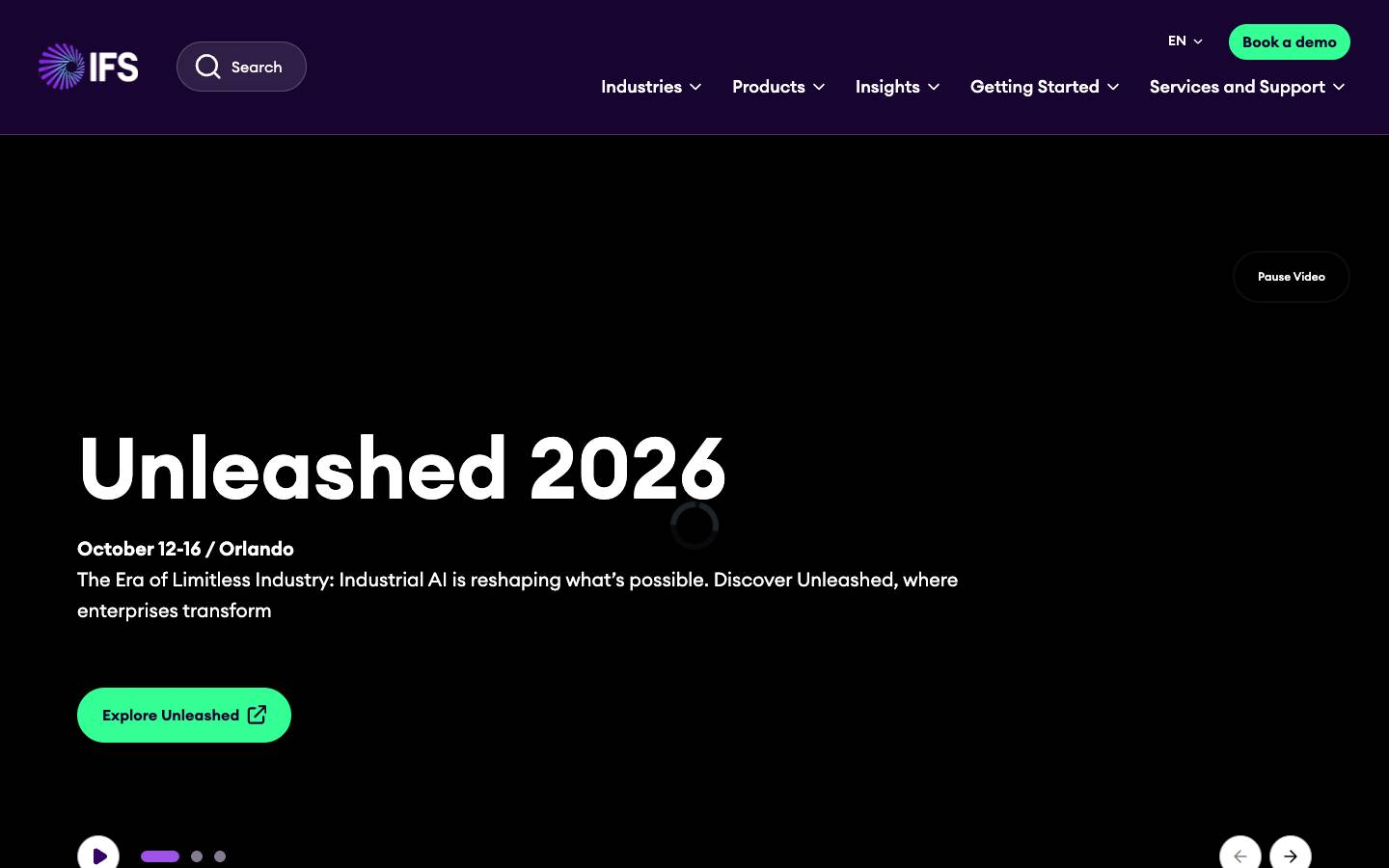 IFS's homepage, as read on Oct 2, 2026