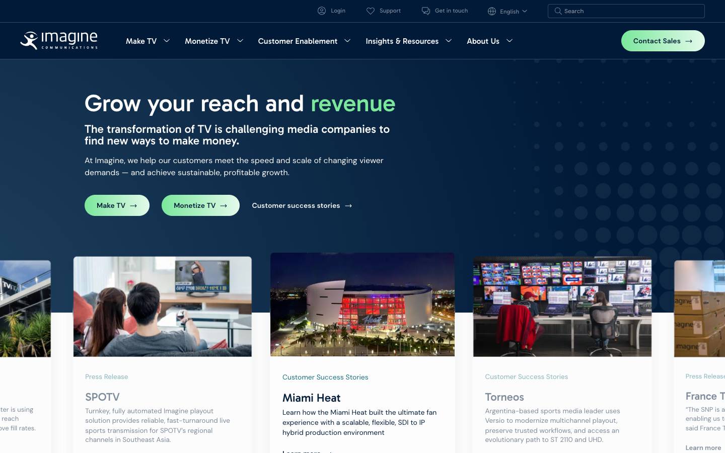 Imagine Communications's homepage, as read on Oct 2, 2026