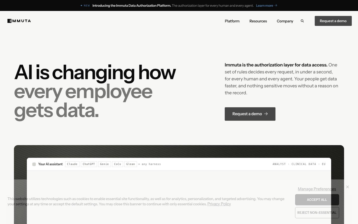 Immuta Detect's homepage, as read on Oct 2, 2026