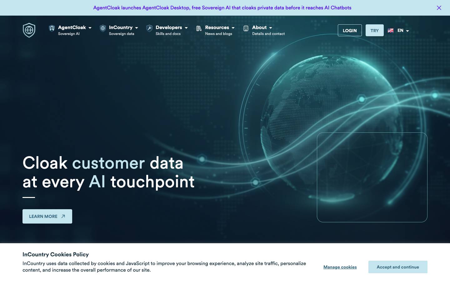 InCountry's homepage, as read on Oct 2, 2026