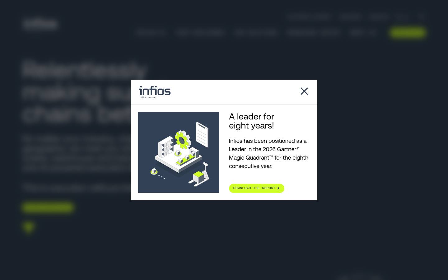 Infios's homepage, as read on Oct 2, 2026