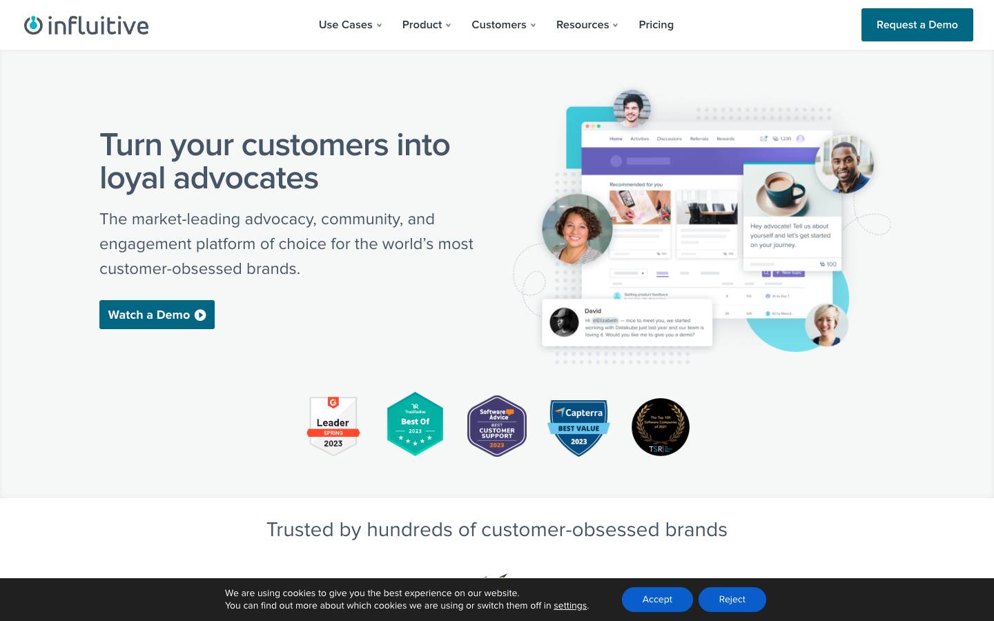 Influitive's homepage, as read on Oct 2, 2026