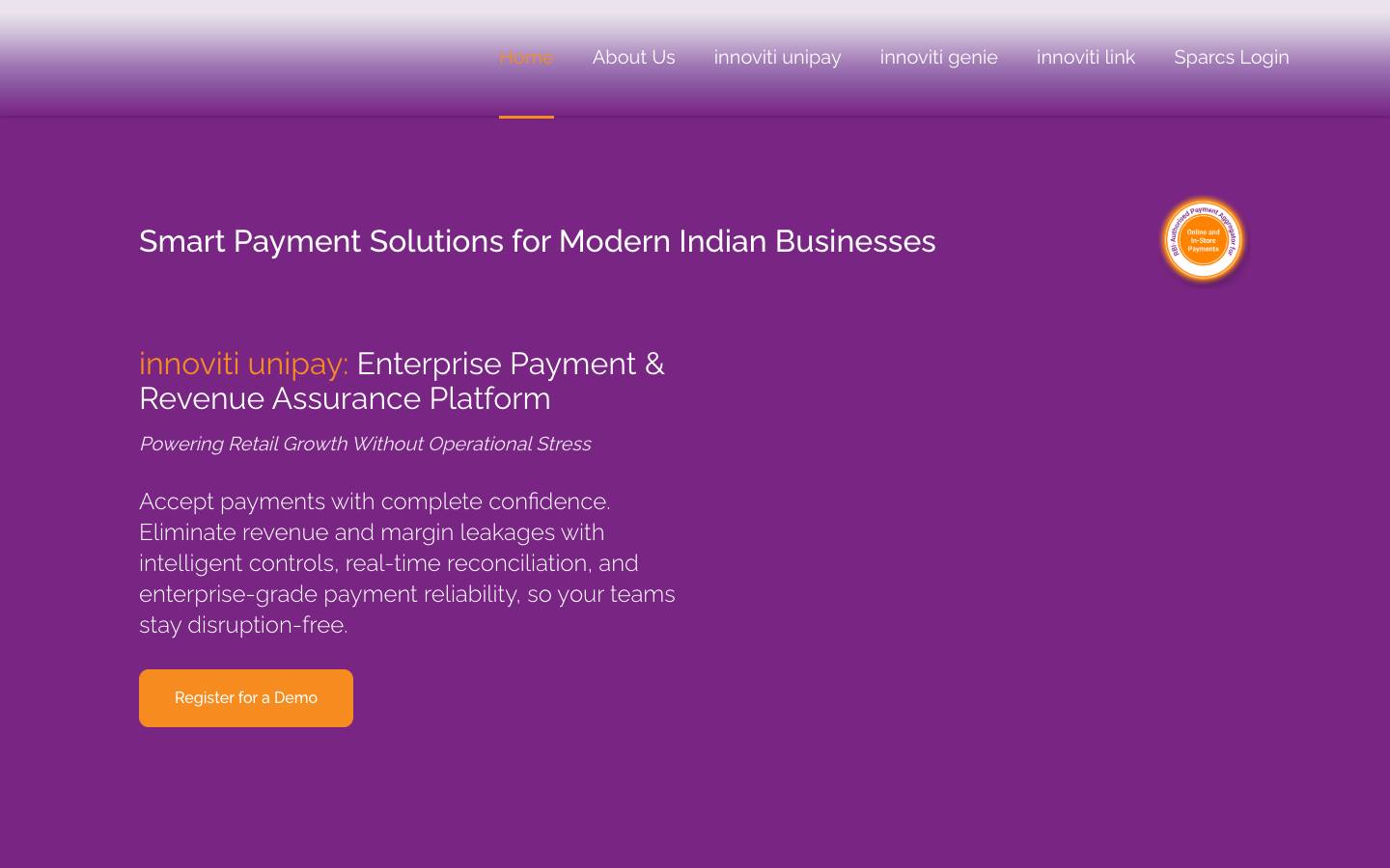 Innoviti Technologies Pvt.'s homepage, as read on Oct 2, 2026