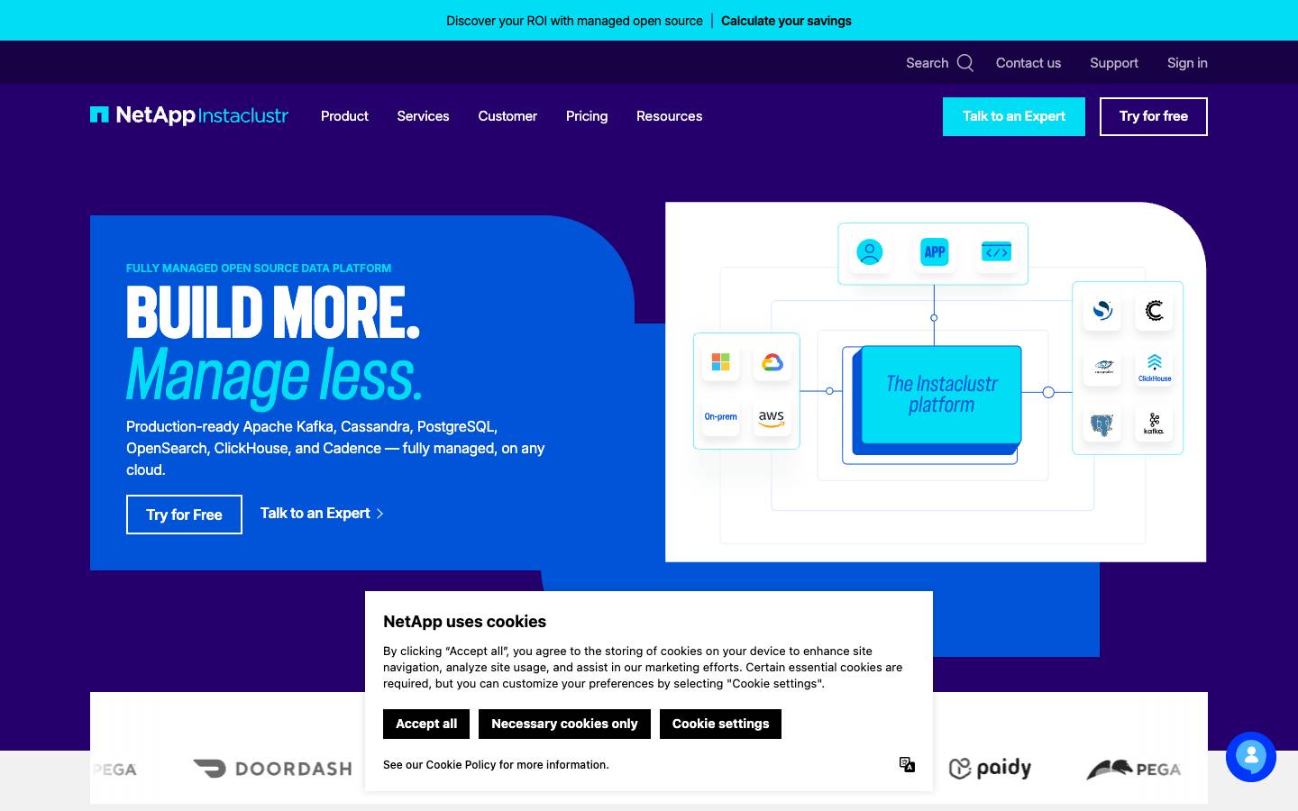 Instaclustr's homepage, as read on Oct 2, 2026