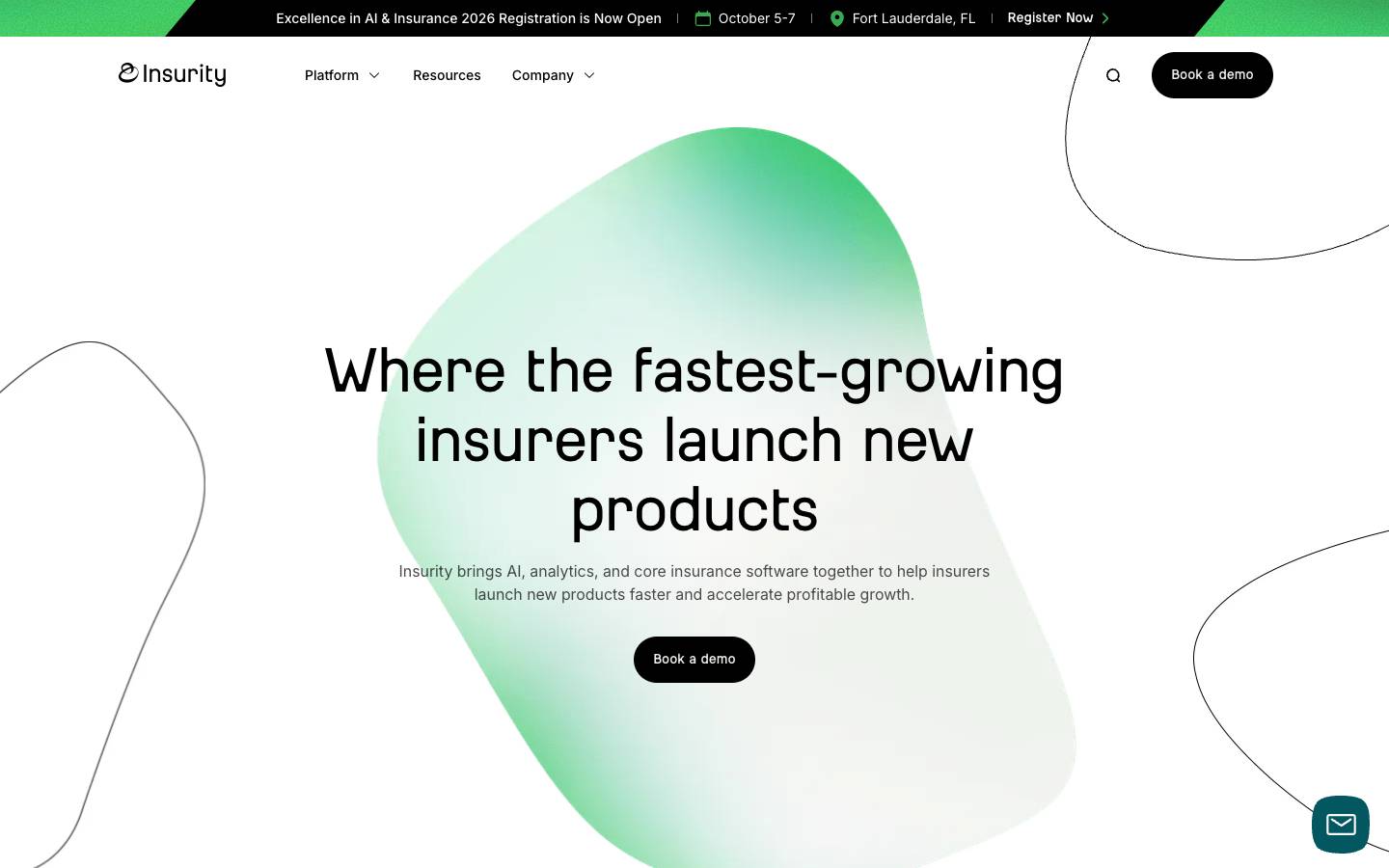 Insurity's homepage, as read on Oct 2, 2026