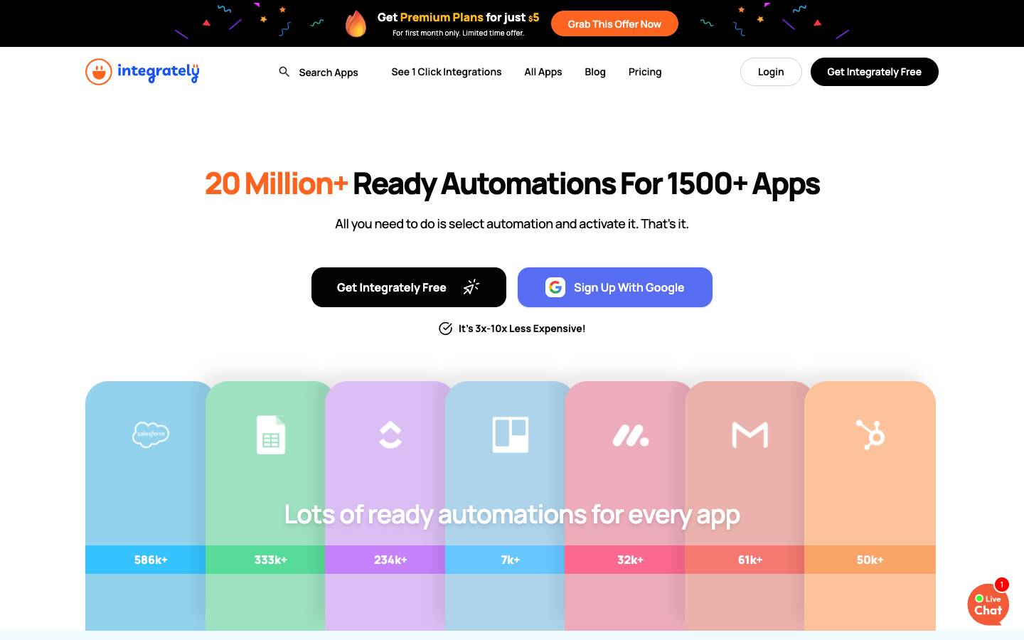 Integrately's homepage, as read on Oct 2, 2026