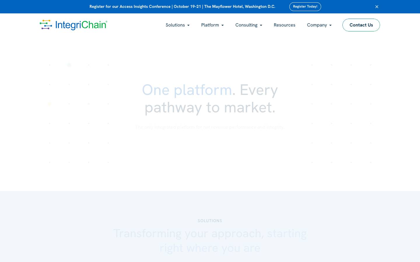 IntegriChain's homepage, as read on Oct 2, 2026