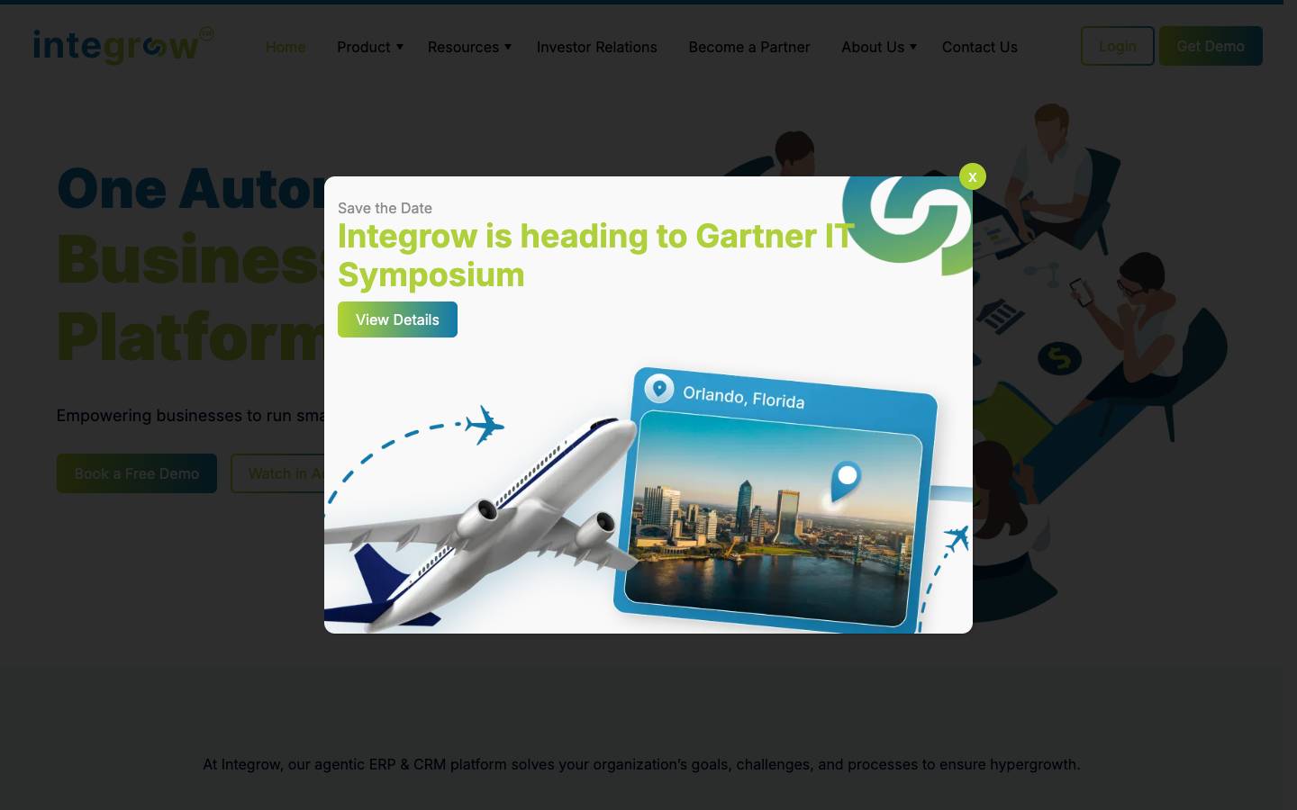 Integrow's homepage, as read on Oct 2, 2026