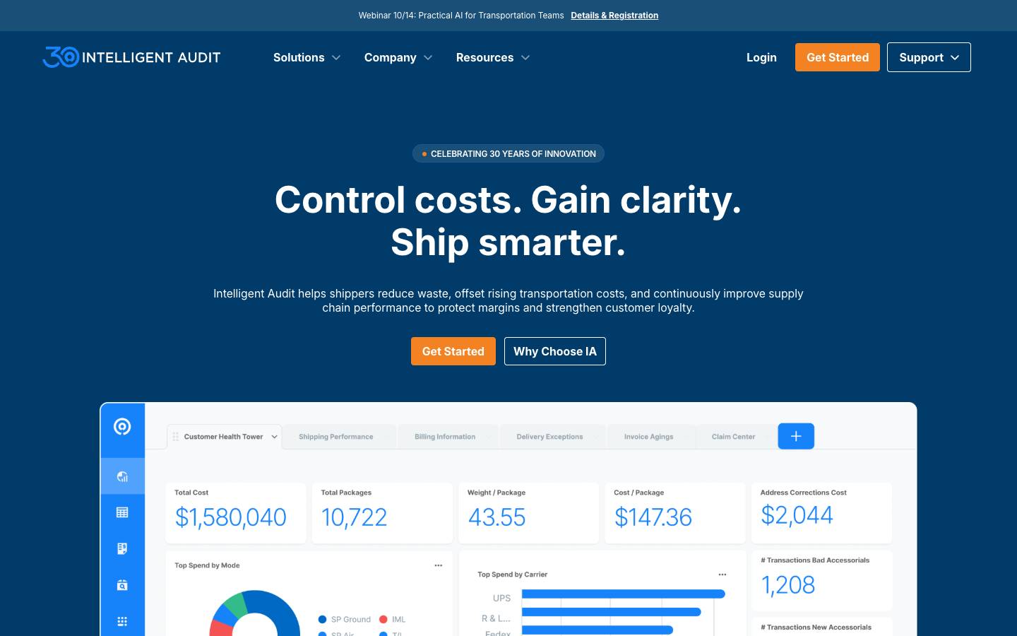Intelligent Audit's homepage, as read on Oct 2, 2026