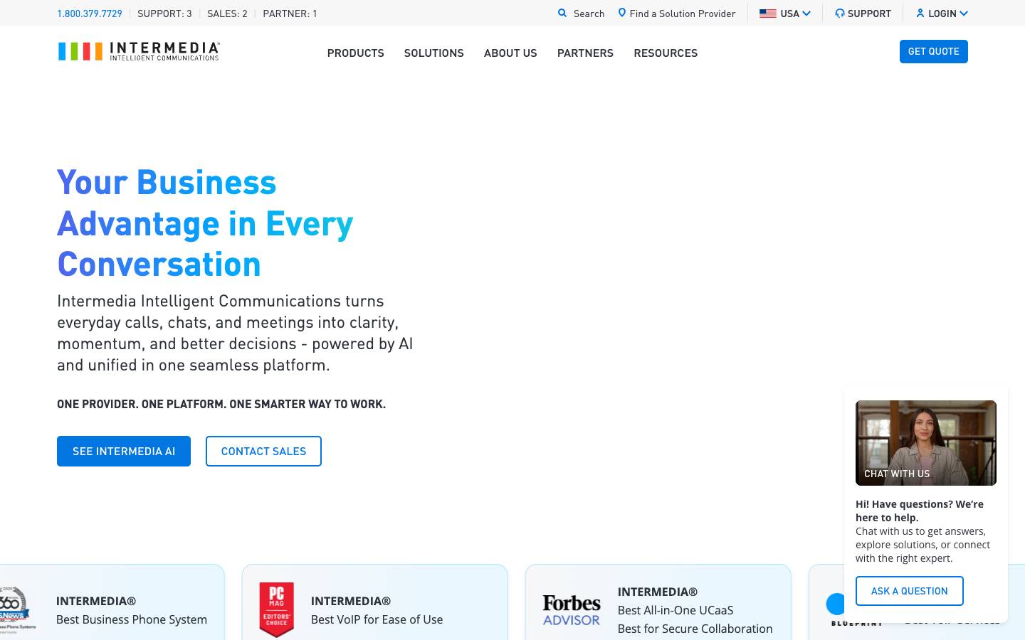 Intermedia's homepage, as read on Oct 2, 2026