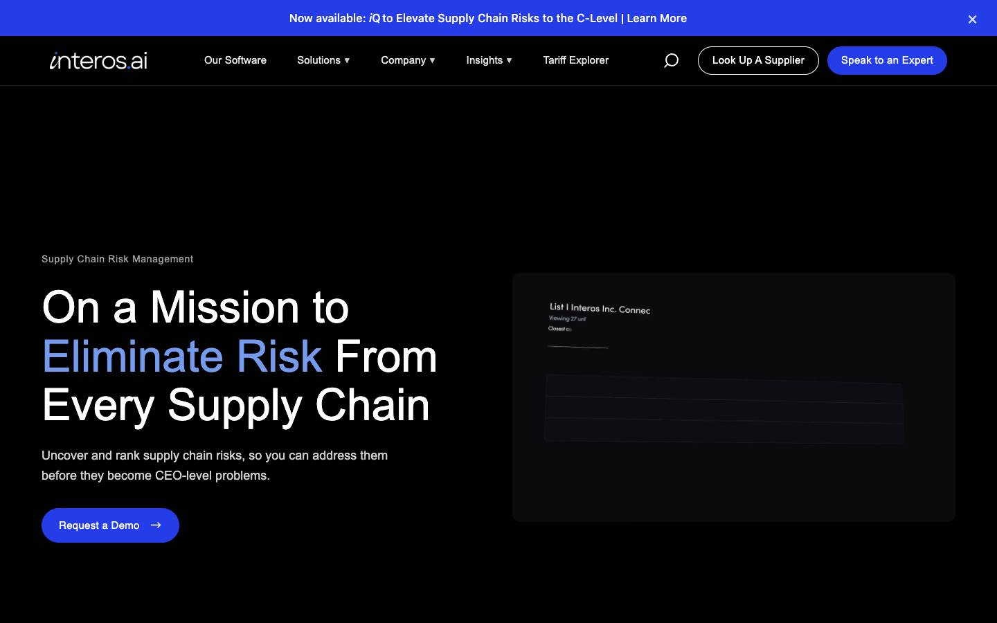 Interos's homepage, as read on Oct 2, 2026