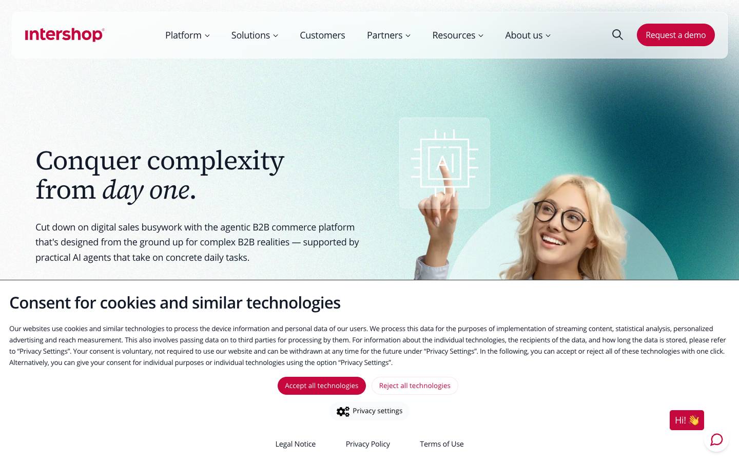 Intershop's homepage, as read on Oct 2, 2026