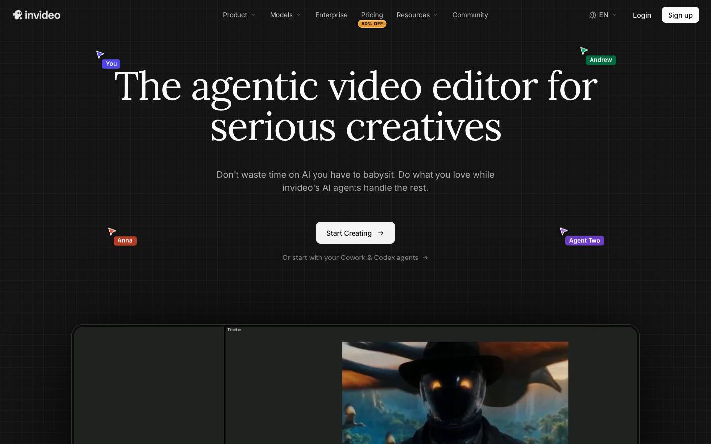 invideo's homepage, as read on Oct 2, 2026
