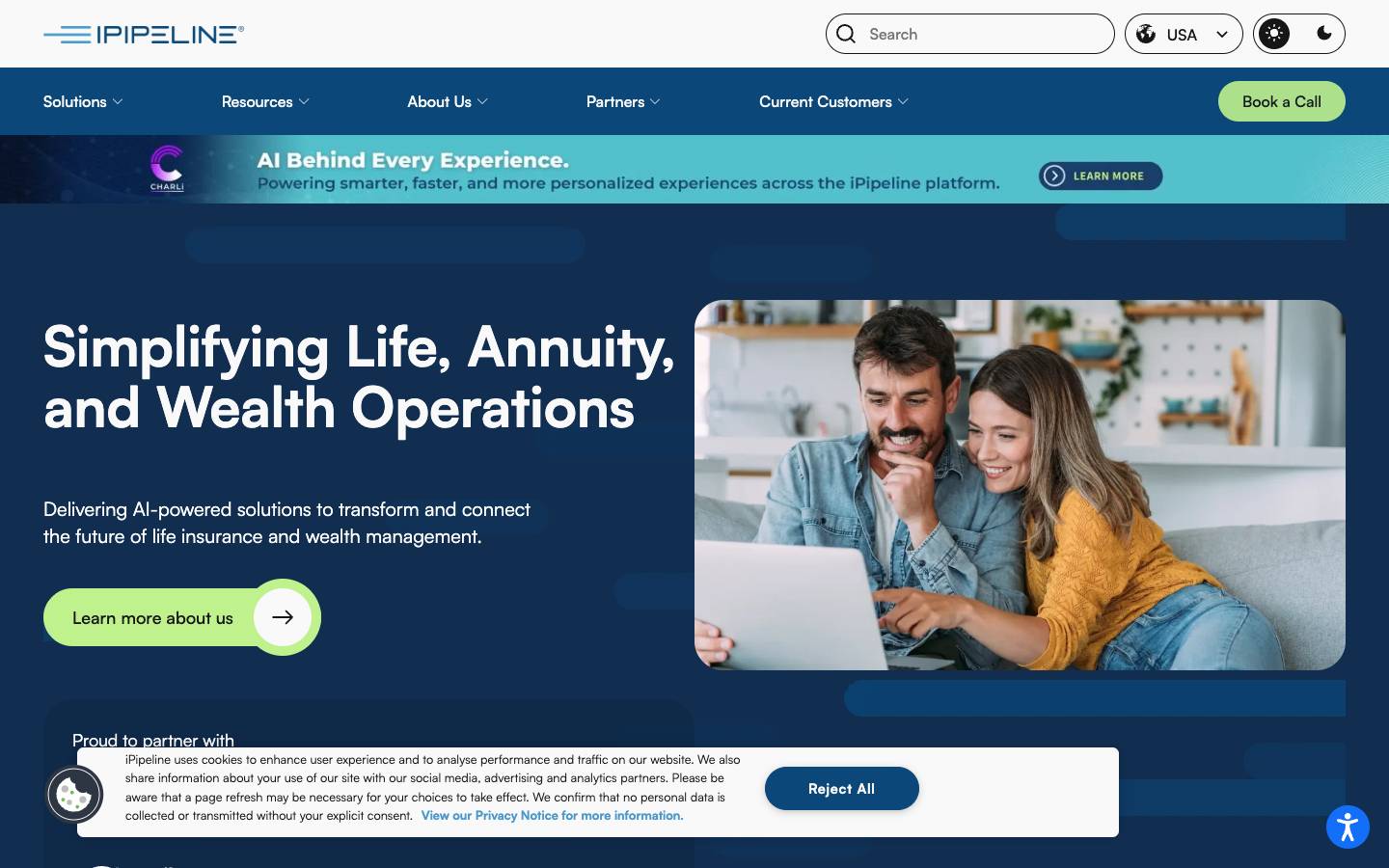 iPipeline's homepage, as read on Oct 2, 2026