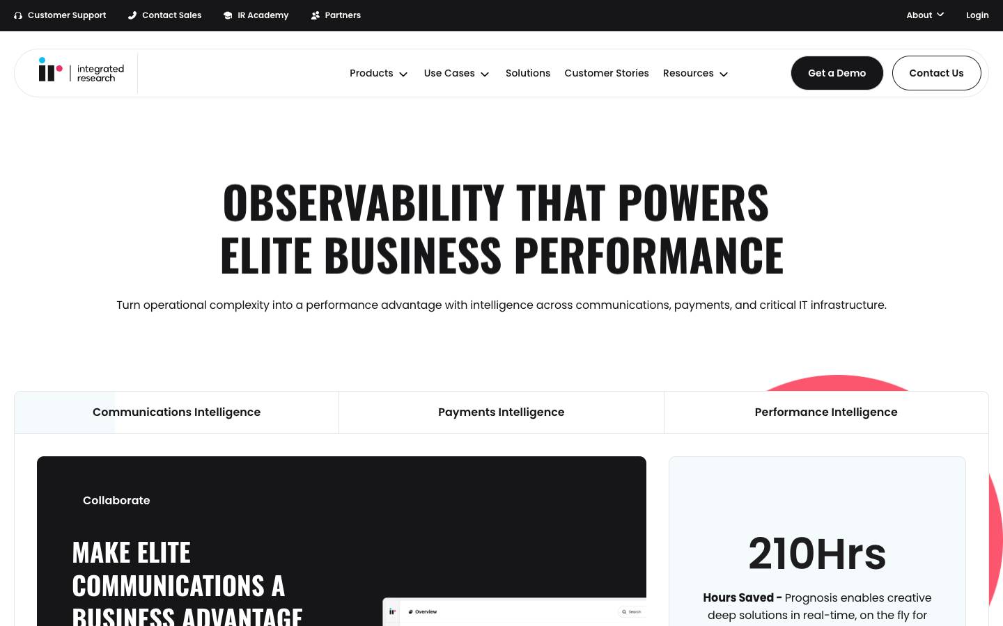 IR's homepage, as read on Oct 2, 2026