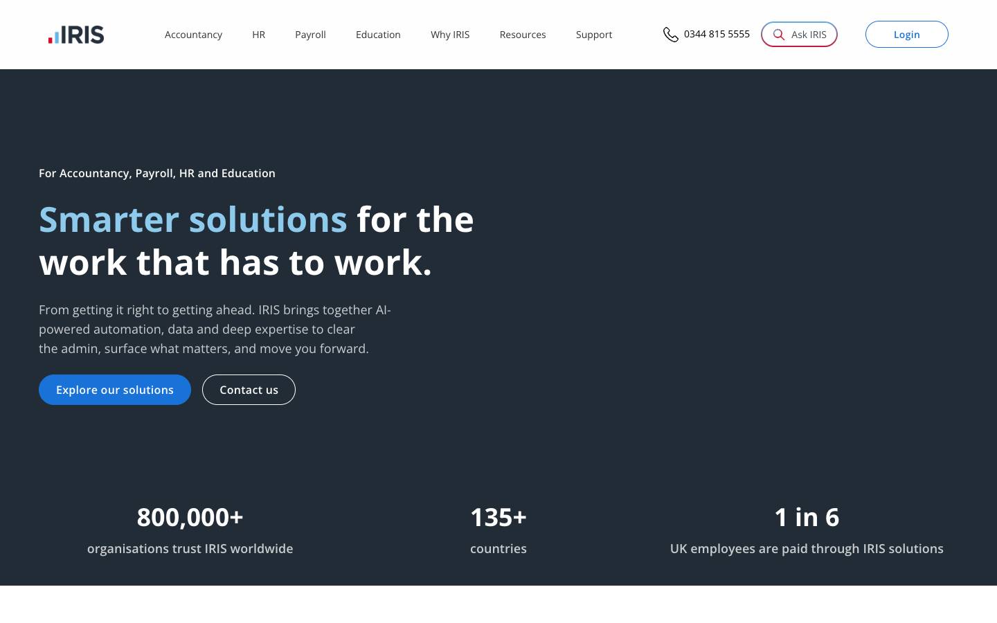 IRIS's homepage, as read on Oct 2, 2026