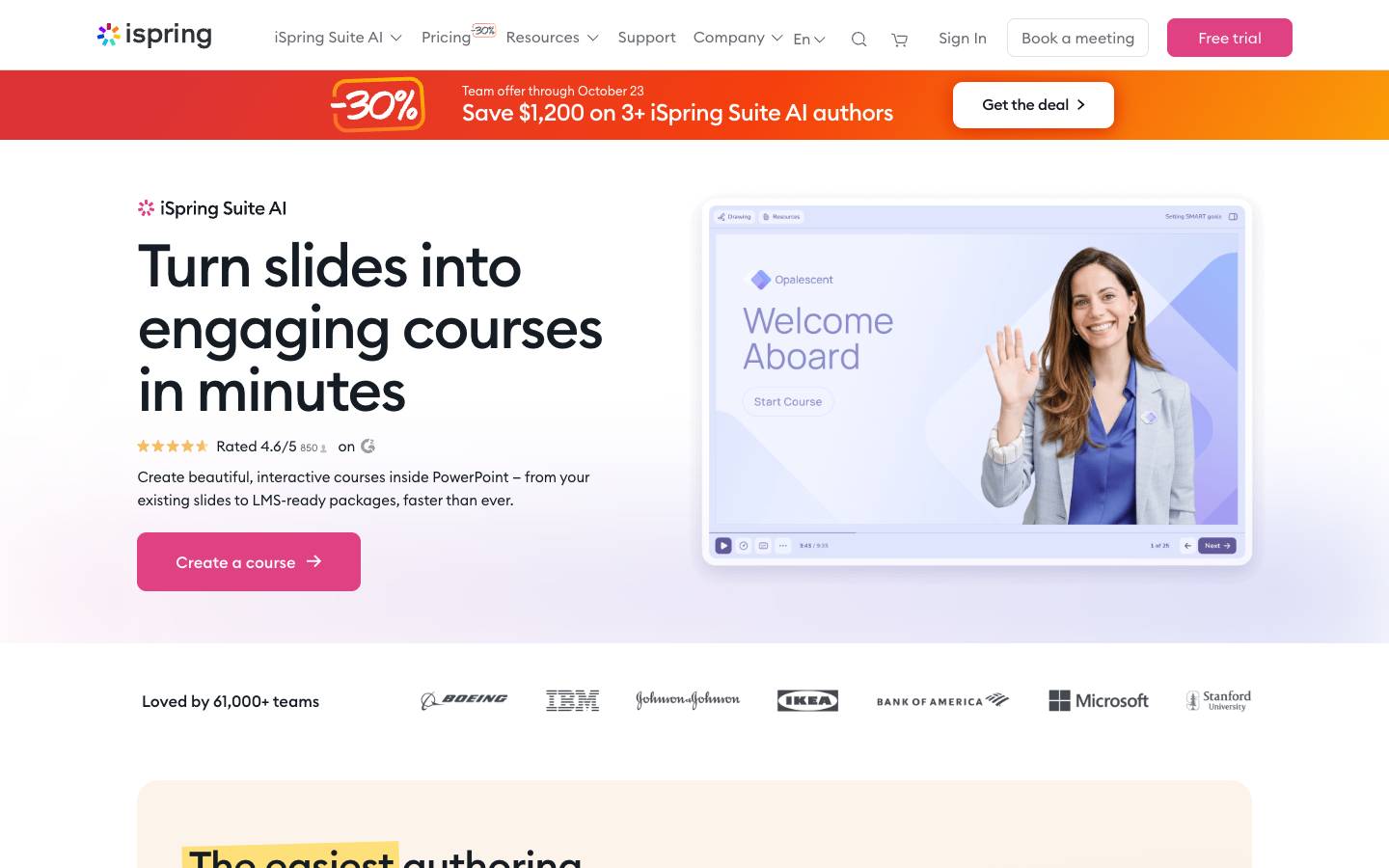 iSpring's homepage, as read on Oct 2, 2026