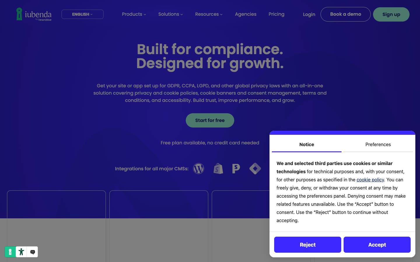iubenda's homepage, as read on Oct 6, 2026