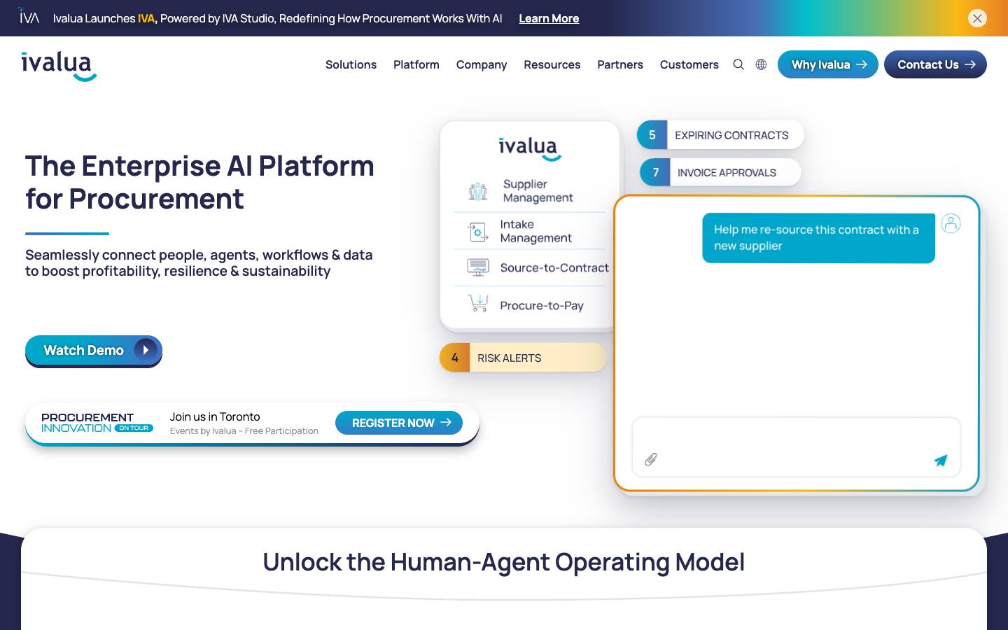 Ivalua's homepage, as read on Oct 2, 2026