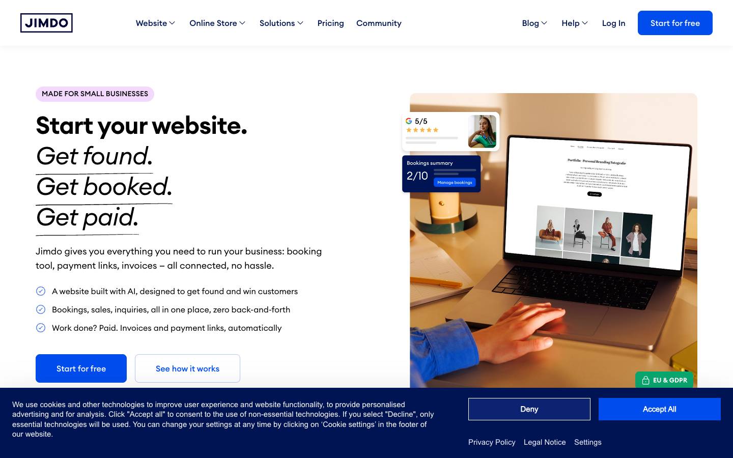 Jimdo's homepage, as read on Oct 2, 2026