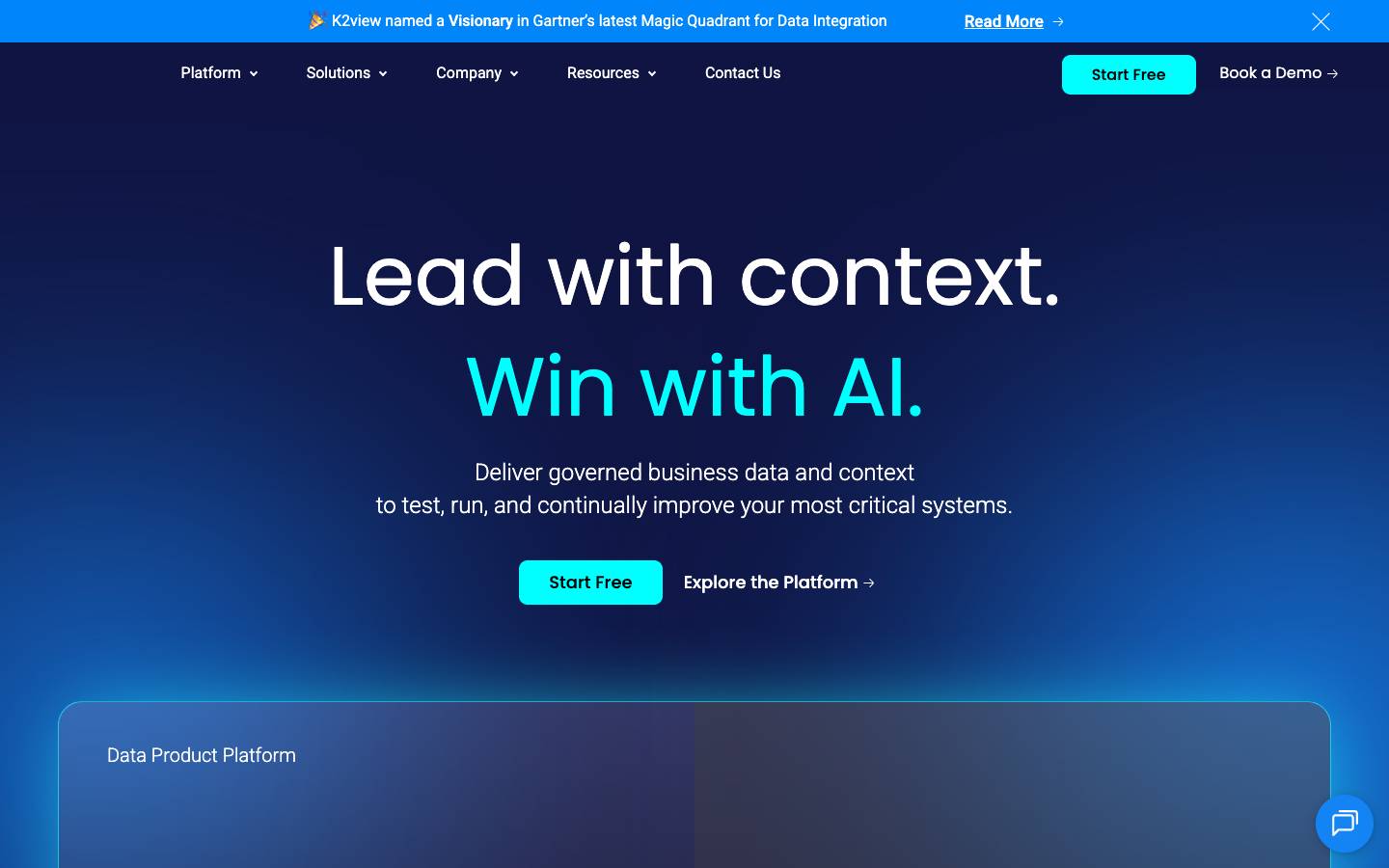 K2view's homepage, as read on Oct 2, 2026
