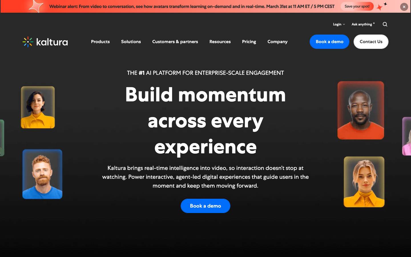 Kaltura's homepage, as read on Oct 2, 2026