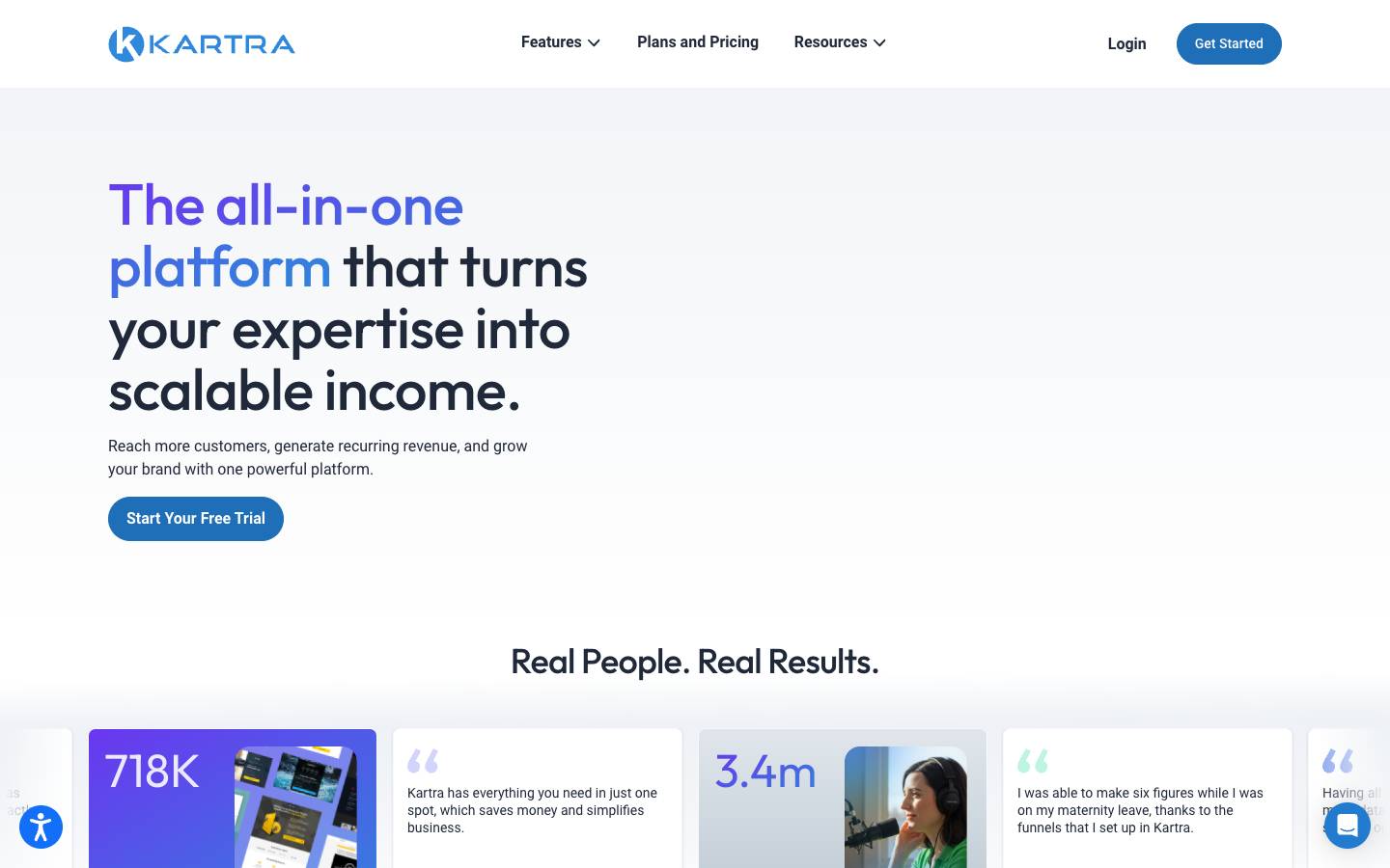 Kartra's homepage, as read on Oct 2, 2026