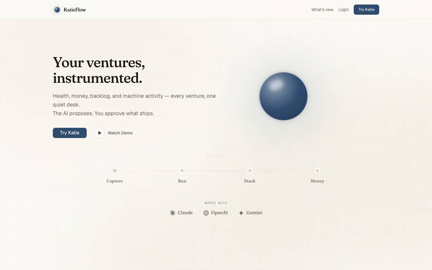 katieflow.com's homepage, as read on Oct 2, 2026