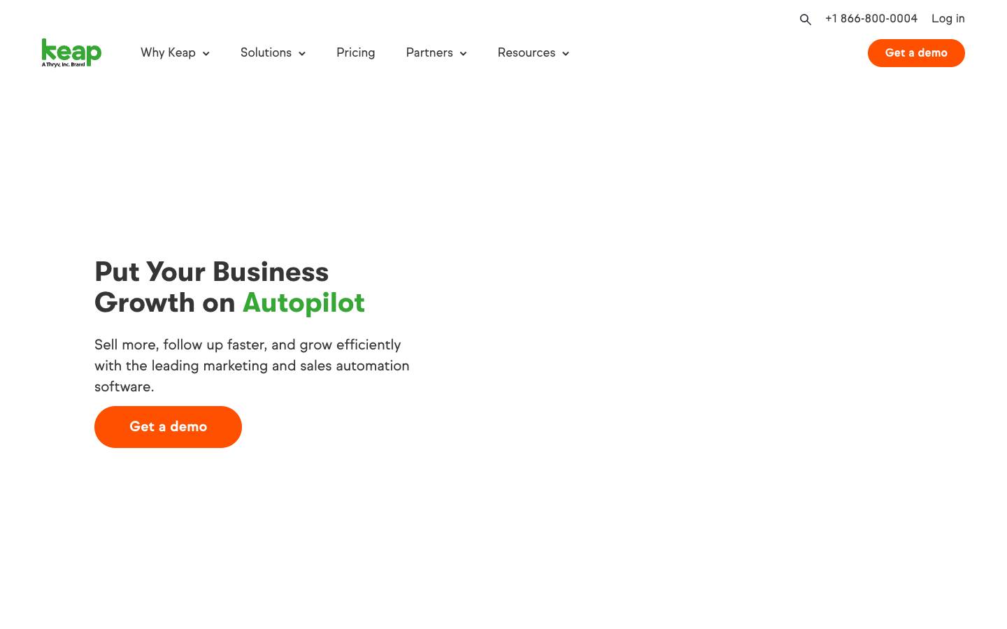 Keap's homepage, as read on Oct 2, 2026