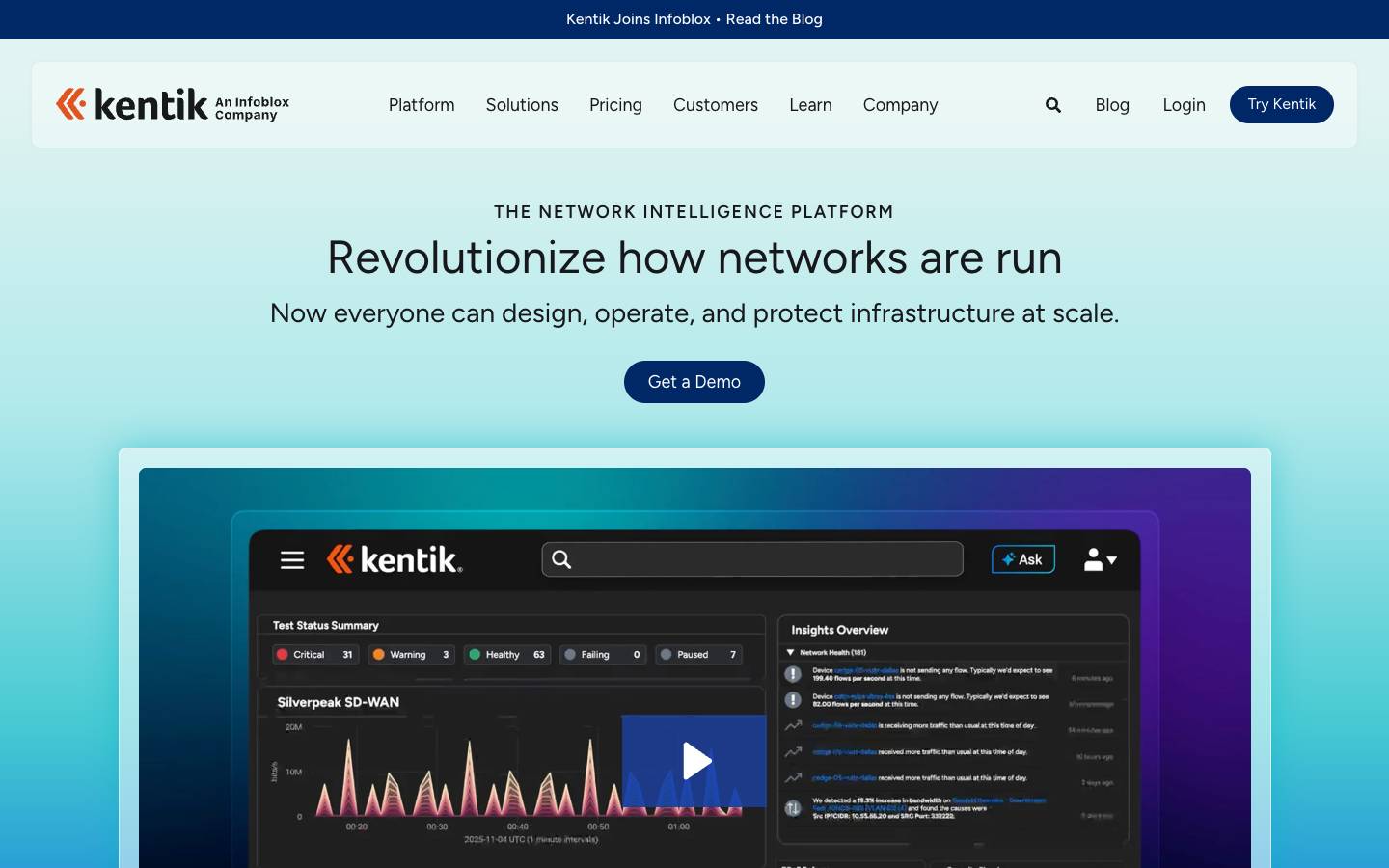 Kentik's homepage, as read on Oct 2, 2026