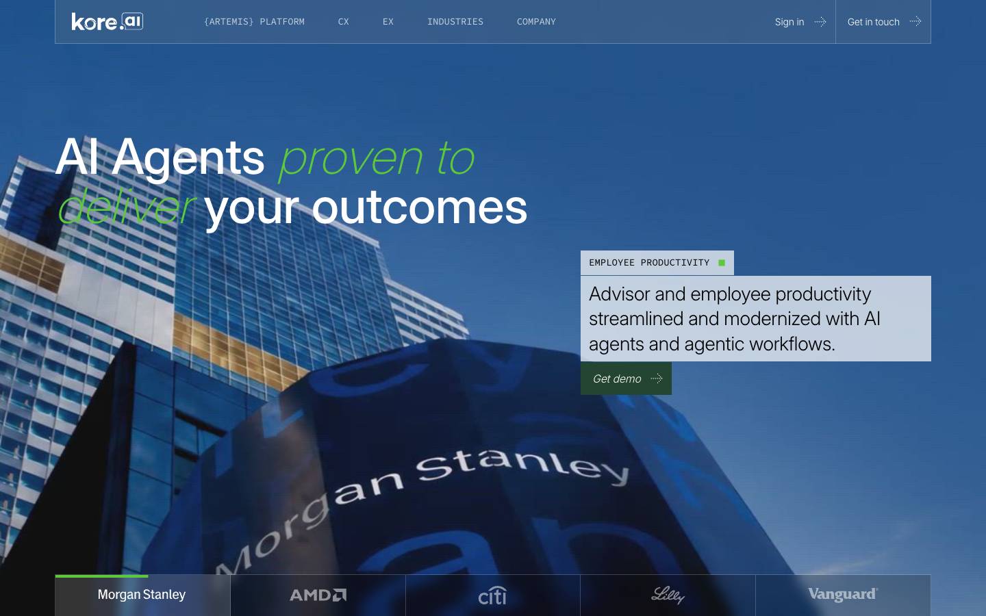 Kore.ai's homepage, as read on Oct 6, 2026