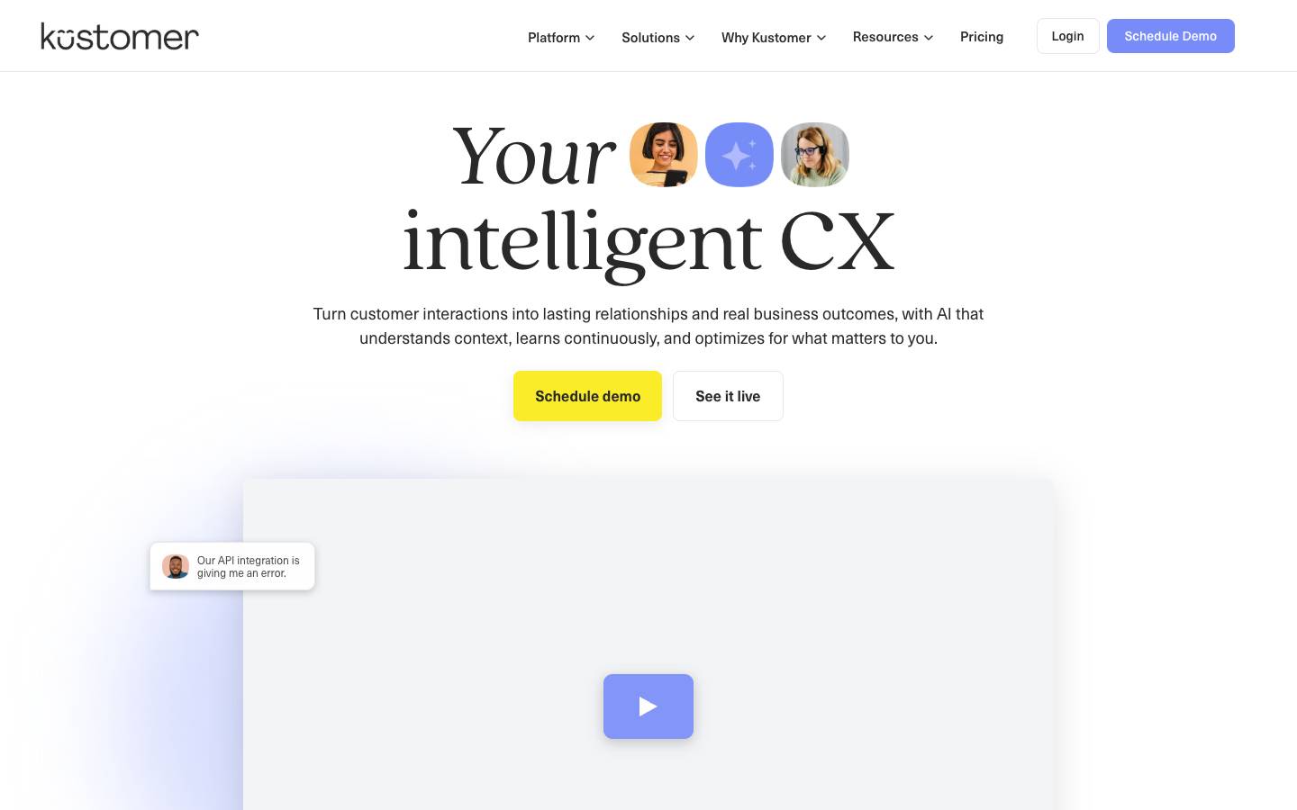 Kustomer's homepage, as read on Oct 2, 2026