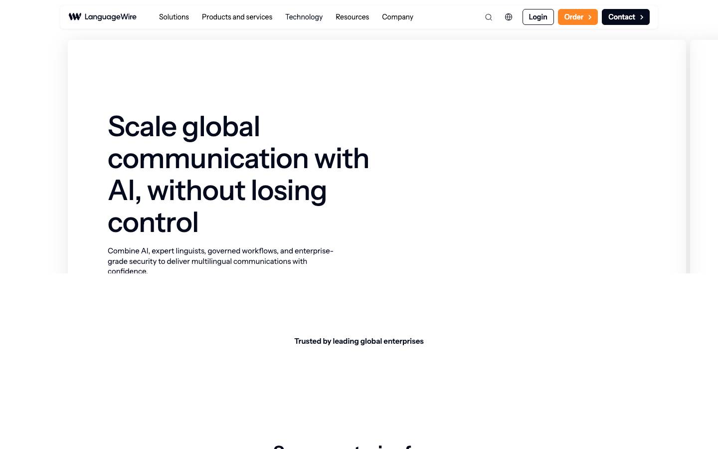LanguageWire's homepage, as read on Oct 2, 2026
