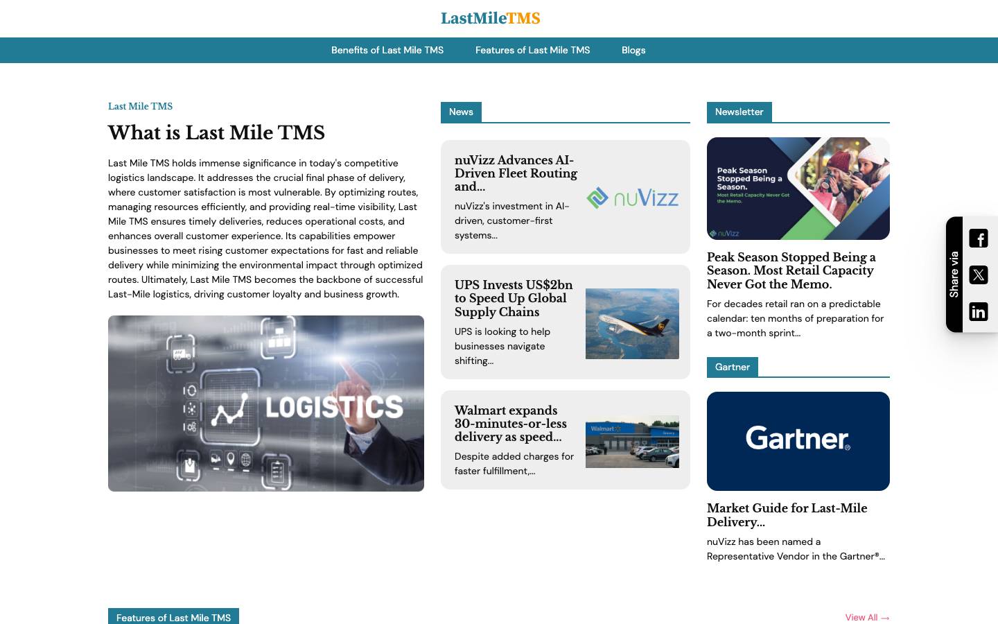 Last Mile TMS's homepage, as read on Oct 2, 2026
