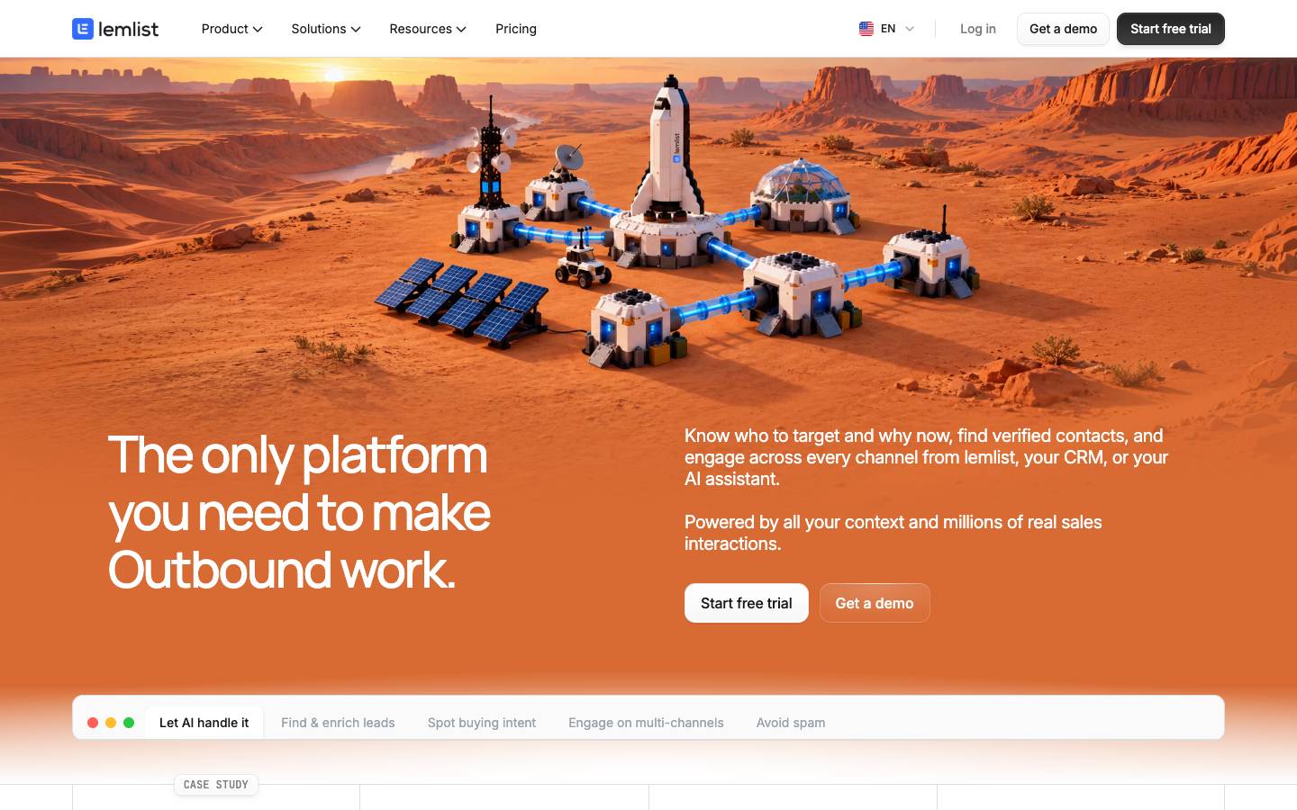 lemlist's homepage, as read on Oct 2, 2026