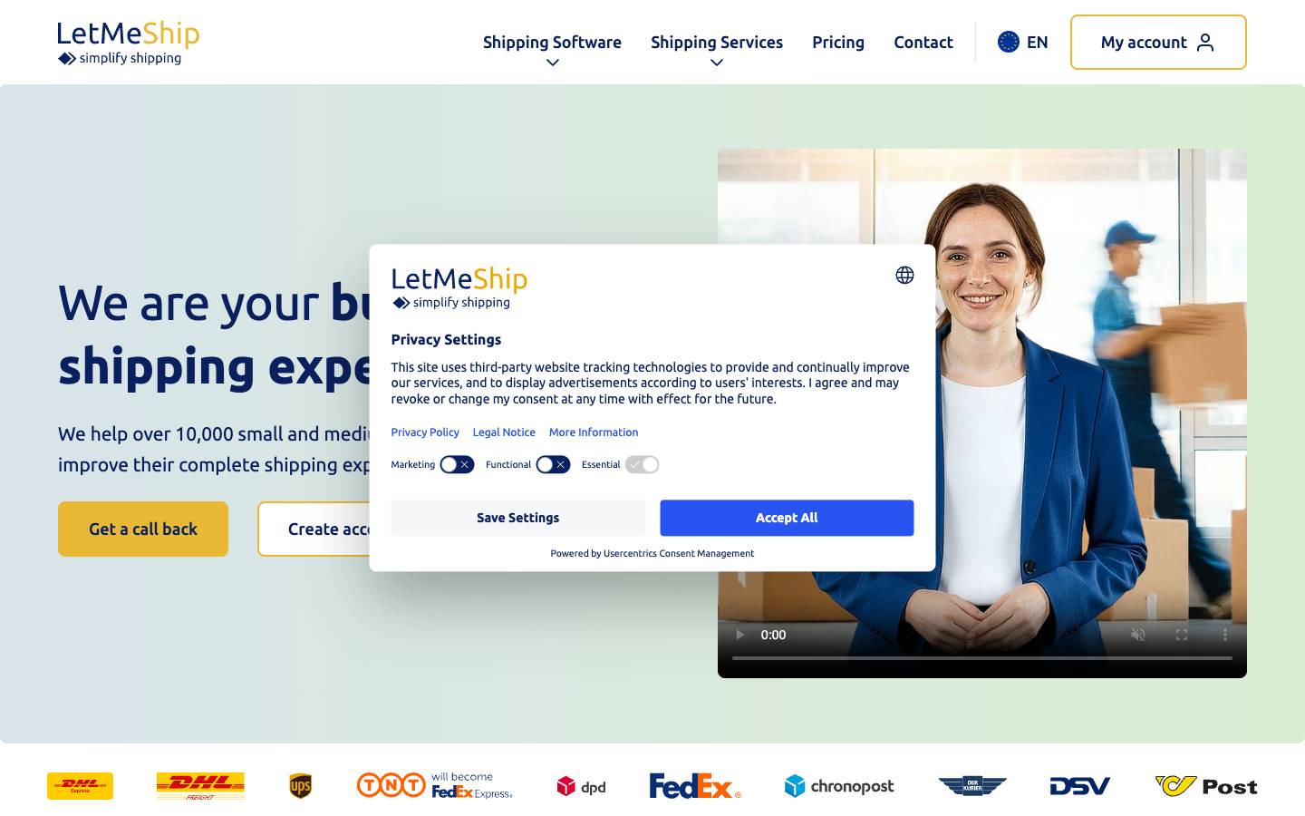 LetMeShip's homepage, as read on Oct 2, 2026